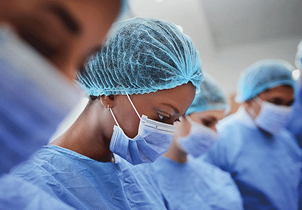 group of healthcare workers in PPE